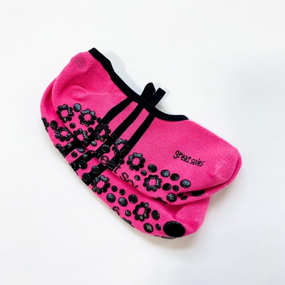 Great Soles Ballet Non Slip Grip Socks for Barre Pilates Yoga Pink Black - Picture 4 of 9